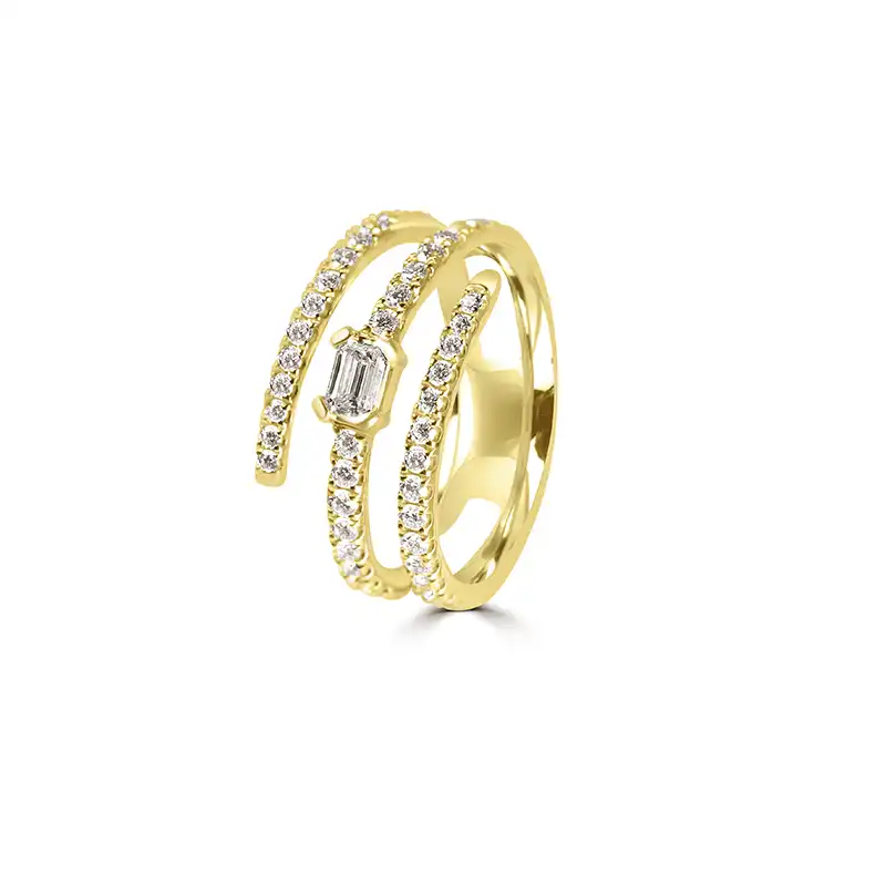 18K Yellow Gold Diamond Coil Ring